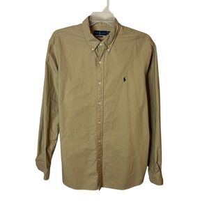 Ralph Lauren Classic Fit Tan Long Sleeve Button Up Shirt Mens XXL